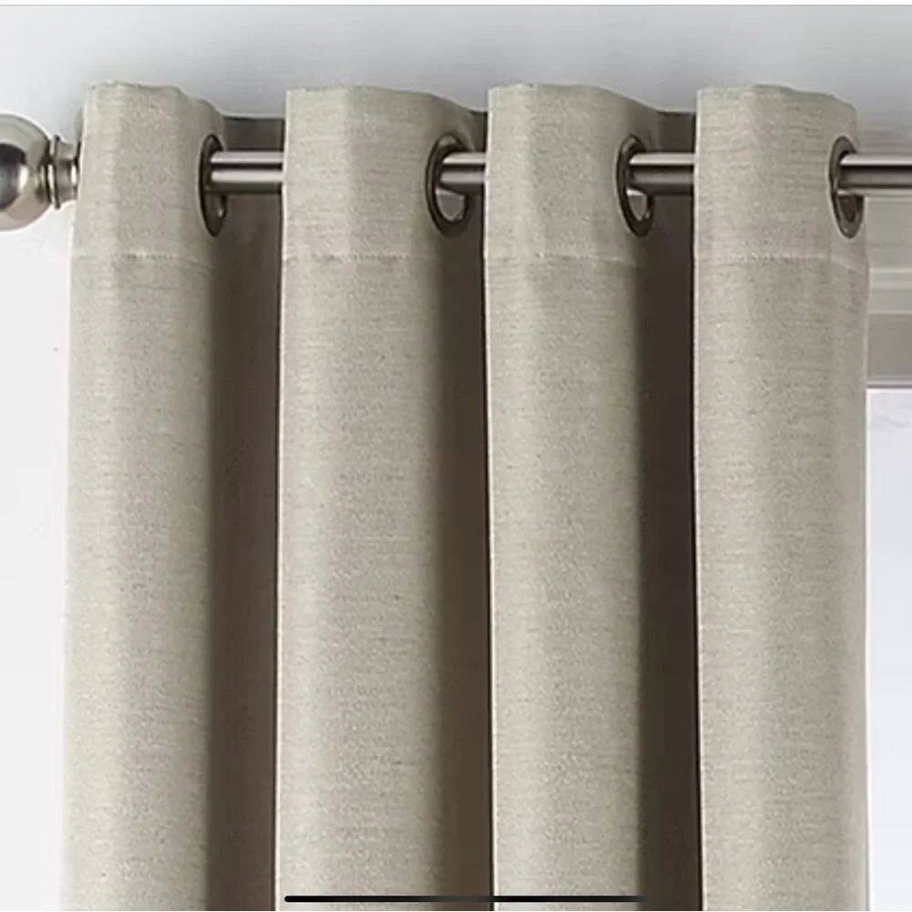 Liz Claiborne Pair of Tan Curtains with Metal Grommets